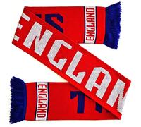 Euroscarves Bufanda de punto de fútbol de Inglaterra (Los tres leones), Rojo Blanco Azul, Talla única