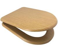Euroshowers - Asiento para inodoro (madera de roble, con cierre suave, fijación superior/orificio ciego y bisagras de liberación rápida)