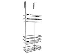 Euroshowers Bandeja de ducha para colgar de acero inoxidable, estante de ducha sin taladrar, cesta de ducha antideslizante para colgar con toallero, altura 77 cm