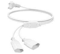 Eurostecker Strom-Ververlängerungskabel mit Doppelsteckdose,1.5m Verlängerungskabel mit Flachstecker,2-in-1 Stromkabel Dreifach TypC--Stecker,0,75 mm² Max für Fernseher, PC,Computer,Monitor