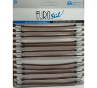 Eurostil Caucho liso Lazos del pelo pelo con ganchos marrón 12 uds.