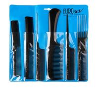 EUROSTIL Estuche Profesional 6 PEINES Unisex Adulto, Negro, Único