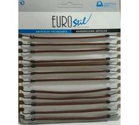 Eurostil Caucho liso Lazos del pelo pelo con ganchos marrón 12 uds.