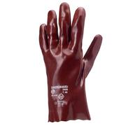 Eurotechnique - Lote de 10 pares de guantes Pvc rojo sobre soporte algodón 3635 de Eurotechnique talla - 10, longitud - 27 cm
