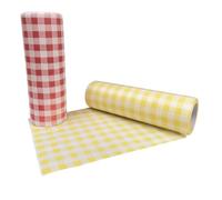 Eurotel Lote de 2 rollos de 30 servilletas de pulpa de madera. Ecológico. Aspecto tejido. Ultra resistente. Vichy Rojo y Amarillo - 60 servilletas 23 x 23 cm