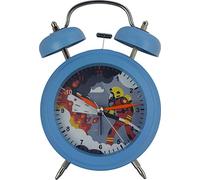 Eurotime Despertador analógico con alarma de campana, diseño de bomberos para niñas y niños, sin tic-tac, segundero lento con luz intermitente, modelo 22074