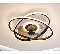 Eurotondisplay Ventilador de techo con iluminación LED, lámpara de techo 3343, negro, diámetro de 50 cm, 96 W, con mando a distancia, color de luz/brillo ajustable, lámpara de techo LED (3343)