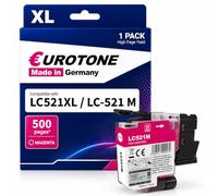 Eurotone LC521 Cartucho rojo compatible para cartuchos de impresora Brother LC-521 LC-521XL LC-521XLM para Brother DCP-J1260W DCP-J1310DW DCP-J1313DW DCP-J1360DW DCP-J1460DW (Magenta)