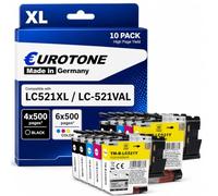 Eurotone LC521 Value Pack Compatible para Cartuchos de Impresora Brother LC-521 LC-521XL LC-521XLVAL Multipack para Brother DCP-J1260W DCP-J1310DW DCP-J1313DW DCP-J1360DW DCP-J1460DW (10 unidades)