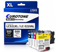 Eurotone LC521 Value Pack Compatible para Cartuchos de Impresora Brother LC-521 LC-521XL LC-521XLVAL Multipack para Brother DCP-J1260W DCP-J1310DW DCP-J1313DW DCP-J1360DW DCP-J1460DW (paquete de 4)