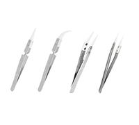 Eurovaper - Pinzas de acero inoxidable - 4 piezas Pinzas de Sujeción de Precisión Antimagnéticas y a Prueba de Ácido - Pinzas Resistentes de Mano - Pinzas para Electrónica Soldadura - Herramientas
