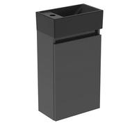 Eurovit Conjunto de mueble de baño (37 cm, Gris/Negro, Orificios para grifo: Izquierda)