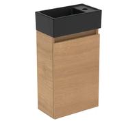 Eurovit Conjunto de mueble de baño (37 cm, Roble/Negro, Orificios para grifo: Derecha)