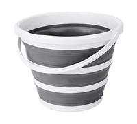 Eurow Indoor and Outdoor Collapsible Bucket with Handle, 10 Liters, 2.6 Gallons, Gray and White
