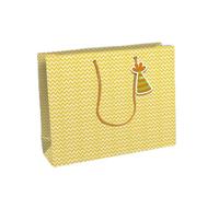 Eurowrap 32499-6Cpack - Juego de 6 bolsas de regalo Kraft blancas, formato Shopping - 37,3 x 11,8 x 27,5 cm, 210 g, diseño de líneas geométricas amarillas, embalaje de regalo, ideal para: Juegos de