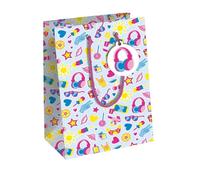 Eurowrap 33877-3C - Un lot de 6 Sacs Cadeaux Excellia- Format Moyen - 21,5x10,2x25,3cm - 210g - Motif : Pep's, fluo rose, art- Idéal pour : Livre, Jeu, Petits cadeaux
