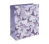 Eurowrap Bolsa de regalo de mariposa morada con etiqueta de regalo - Bolsa de regalo para ella, cumpleaños, día de la madre, boda, celebración, día de San Valentín - Elegante regalo de cumpleaños