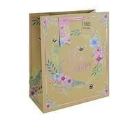 Eurowrap Bolsa de regalo de papel kraft marrón con diseño de abeja floral, 100% reciclable con etiqueta de regalo, primavera, cumpleaños, día de la madre, Pascua, San Valentín, grande