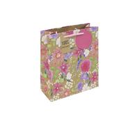 Eurowrap Bolsa de regalo floral de papel kraft marrón medio, bolsa de regalo con estampado floral con asa tejida, perfecta para el día de la madre, cumpleaños y ocasiones especiales