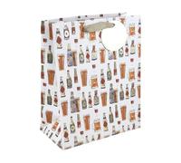 Eurowrap Bolsa de regalo para botella de cerveza de papel kraft blanco con etiqueta de regalo, bolsa de regalo para el día del padre, papá, feliz cumpleaños, bolsa respetuosa con el medio ambiente,