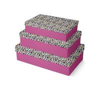 Eurowrap K-30741-BXC - Un lot de 3 boites d'emballage rectangles - Motifs : Léopard, animaux - Dimensions : - à offrir pour des cadeaux toutes l'année, anniversaire, saint valentin, fêtes, Noël