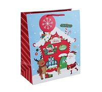 Eurowrap X-31211-3Cpack - Un Lot de 12 Sacs Cadeaux Excellia- Format Moyen - 21,5x10,2x25,3cm - 210g - Motif : Châlet Noël, Père-Noël, Noël, Merry Christmas- Idéal pour : Livre, Jeu, Petits