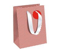 Eurowrap X-34650-3C - Un lot de 6 Sacs Cadeaux Excellia- Format Moyen - 21,5x10,2x25,3cm - 210g - Motif : Rayures rouges et blanches Noël - Idéal pour : Livre, Jeu, Petits cadeaux