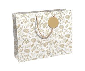 Eurowrap X-34668-6C - Un lot de 6 Sacs Cadeaux Kraft- Format Shopping - 37,3x11,8x27,5 cm - 210g - Motif : Forêt hiver feuillage - Idéal pour : Jeux De Société, Puzzles