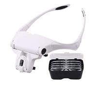 EUROXANTY Lupa Gafas con 2 luz LED Lupas Gran Aumento Leer, Extensiones de Pestañas, Reparación de Joyería, Gafas Lupa Visera, 5 Lentes Intercambiable 1X,1.5X,2X,2.5X,3X,3.5X