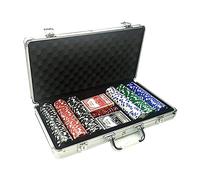 EUROXANTY Maletín de Póker 300 Piezas | Juego de Póker 2 Barajas y Dados | Maletín de Aluminio Reforzado | Fichas de Casino sin numeración | Set Profesional