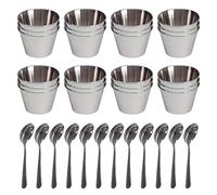 EUROXANTY Molde para Flan | Flanera Individual | Molde antiadherente | Molde gelatinas | Molde para pastelitos | Molde redondo 7cm | Pack flaneras y cucharillas (24)