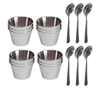 EUROXANTY Molde para Flan Individual Antiadherente | Gelatinas y Pastelitos | Redondo 7cm | Pack 12 Flaneras y 6 Cucharillas