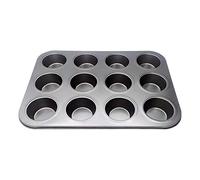 EUROXANTY Moldes de horno para 12 Magdalenas y Muffins | Acero al Carbono con Recubrimiento Antiadherente | Fácil limpieza