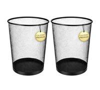 EUROXANTY Papelera de Oficina | 35 x 29,5 cm | Papelera de Escritorio de Metal | Papelera Circular de Rejilla Metálica | Papelera Habitación Negra | Pack de 2 Unidades | 19 L