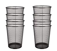 EUROXANTY Papelera de Oficina | 35 x 29,5 cm | Papelera de Escritorio de Metal | Papelera Circular de Rejilla Metálica | Papelera Habitación Negra | Pack de 8 Unidades | 19 L