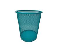 EUROXANTY Papelera de oficina, cubo de basura redondo, cubo de basura, cesta de oficina, color negro, rejilla de metal, 10 L, azul claro