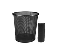 EUROXANTY Papelera de rejilla + Bolsa basura | Papelera de oficina | Papelera de metal | Rejilla para ventilar | Pack 15 bolsas | Negra 12L