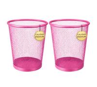 EUROXANTY Papelera malla metálica, Papelera de oficina, Cubo de basura, Circular, Rejilla metálica, Cesto basura, Escritorio, Baño, 27 x 24 cm, 10 Litros, Pack 2 Unidades, Rosa