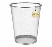 EUROXANTY Papelera malla metálica, Papelera de oficina, Cubo de basura, Circular, Rejilla metálica, Cesto basura, Escritorio, Baño, 27 x 24 cm, 10 Litros, Gris
