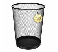 EUROXANTY Papelera malla metálica, Papelera de oficina, Cubo de basura, Circular, Rejilla metálica, Cesto basura, Escritorio, Baño, 27 x 24 cm, 10 Litros, Negro