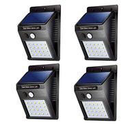 EUROXANTY Set de 4 Luces solares con Sensor de Movimiento | pequeños Focos Led de Exterior con Panel solar incorporado | Juego de Lámparas solares para la Iluminación de Porches, Jardines y Similares