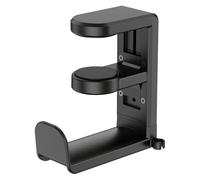 EURPMASK - Soporte con forma de gancho para auriculares videojuegos PC, abrazadera, brazo ajustable y giratorio, diseño debajo del escritorio, ajuste universal, organizador clip integrado cable