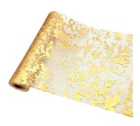Eurtes Camino de mesa dorado, 28 cm x 10 m, brillante, con revestimiento, color dorado, tela decorativa para Halloween, fiestas, bodas, Navidad, cumpleaños y festivales