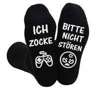 Eurtes Divertidos calcetines para jugar, calcetines con texto en alemán "Bitte nicht stören Ich Zocke, Gaming Socken Coole Geschenke für Teenager, rutschfeste Haussocken Weihnachtsgeschenke für Damen