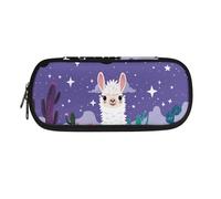 eurwhj Estuche escolar de alpaca para niños, niñas, estudiantes, bolsa grande para lápices, estuche para suministros escolares, organizador simple de papelería, Alpacas Under a Purple Sky, Talla