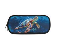 eurwhj Estuche para lápices de ajolote de flor de cerezo para niños, estuche para suministros escolares, bolsa de lápices con cremallera para adolescentes y niñas, bolsa grande de papelería, Tortuga