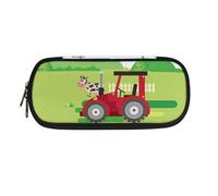 eurwhj Estuche pequeño para espejo de coche, estuche grande con cremallera, para escuela, adolescentes, niñas, niños, hombres, mujeres, bolsa de almacenamiento de papelería, Vacas y coches, Talla