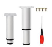 EURXLQ 2 Pcs Patas Regulables Patas para Muebles Patas de Mesa Metálicas conTornillos Destornillador para Muebles Sofás, Armarios,Camas y Mesillas de Noche Patas para Sofas (Blanco, 18-33 cm)