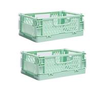 EURXLQ 2Pcs Caja Plegable Plastico Cajas Organizadoras Caja de Almacenamiento Portátil Adecuado para Oficinas, Cocinas, Baños, Habitaciones Almacenaje Plegables de Plástico (Verde, 20×15×9 cm)