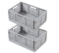 EURXLQ 2Pcs Caja Plegable Plastico Cajas Organizadoras Caja de Almacenamiento Portátil Adecuado para Oficinas, Cocinas, Baños, Habitaciones Almacenaje Plegables de Plástico (Gris, 30×20×12 cm)